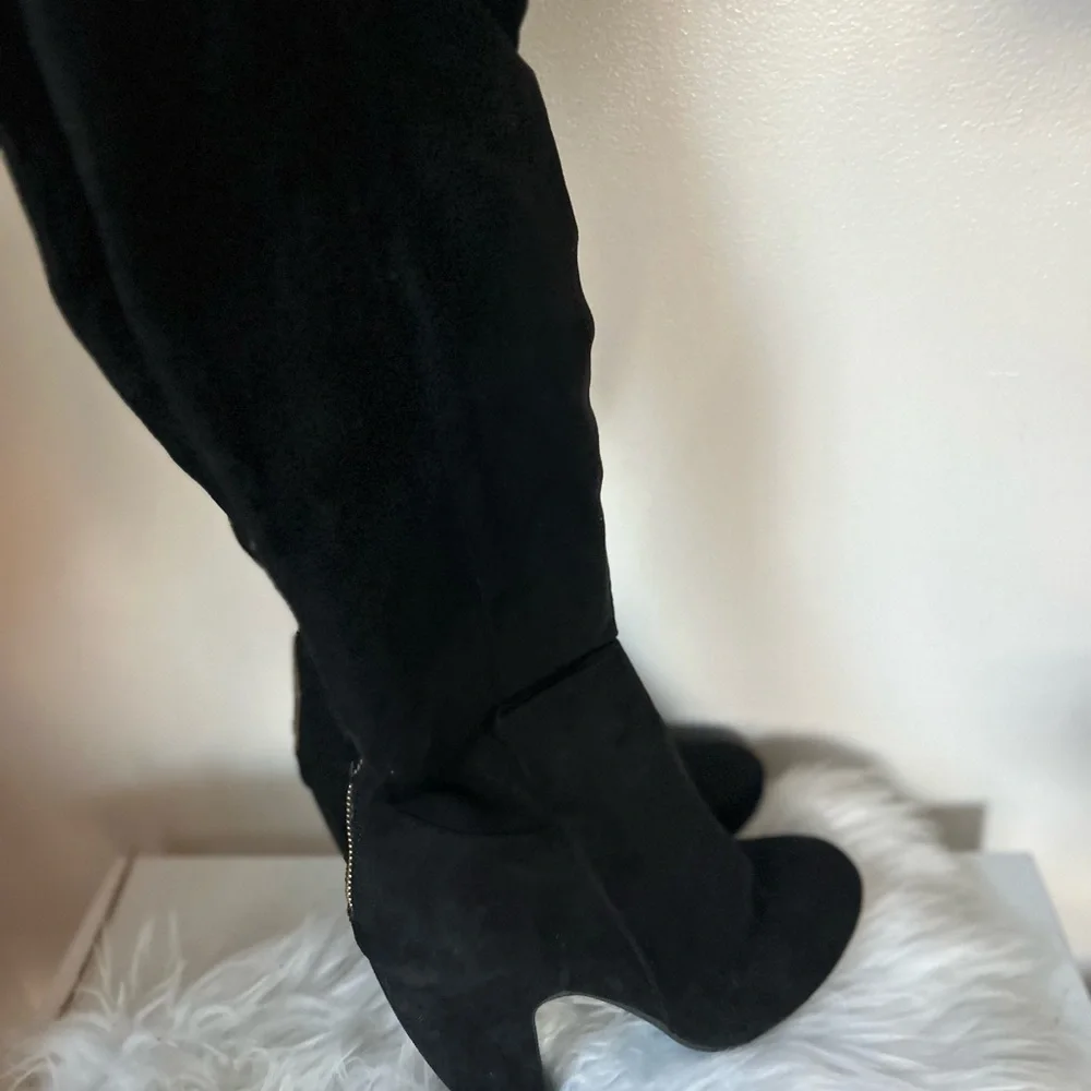 Candies Women's Black Suede high Boots 7